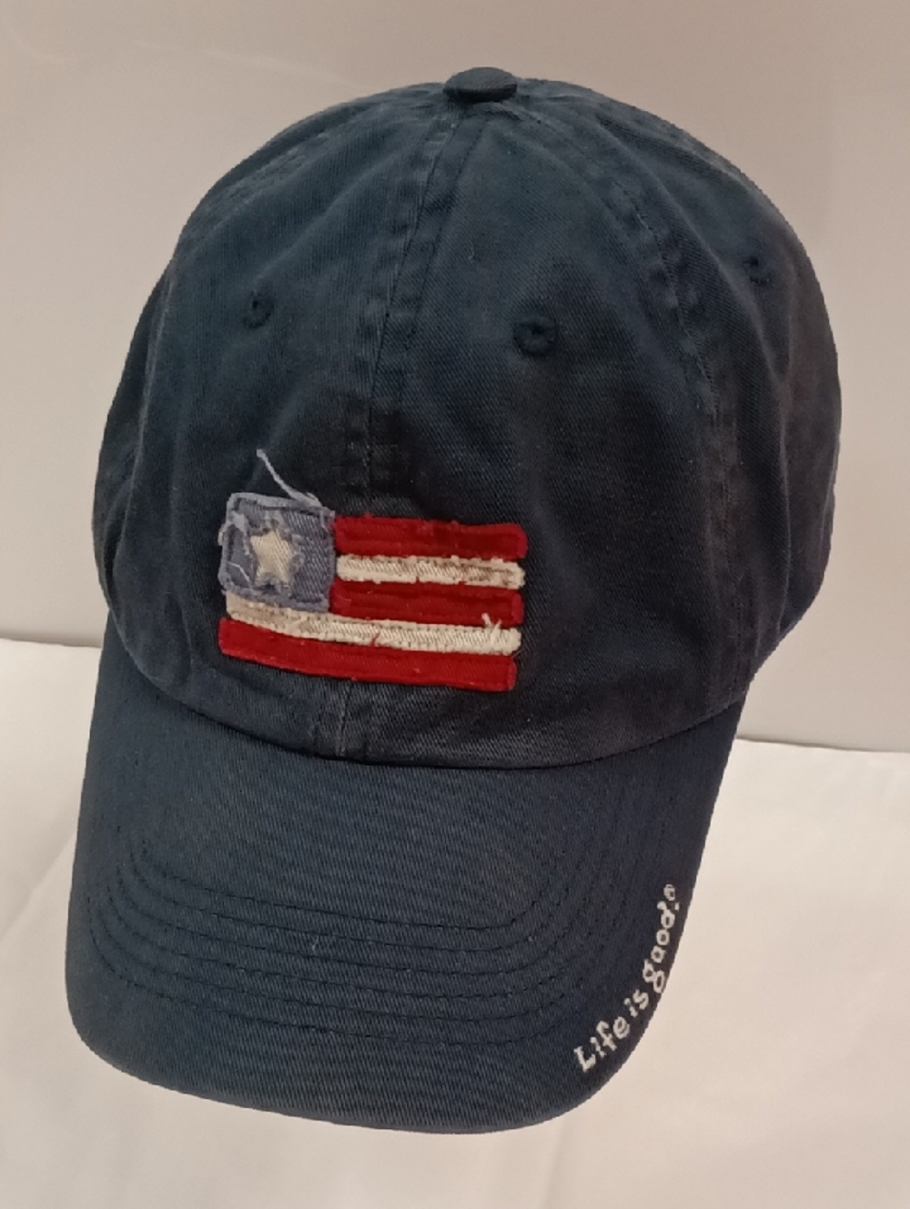 Life Is Good American Flag Hat Distressed Blue